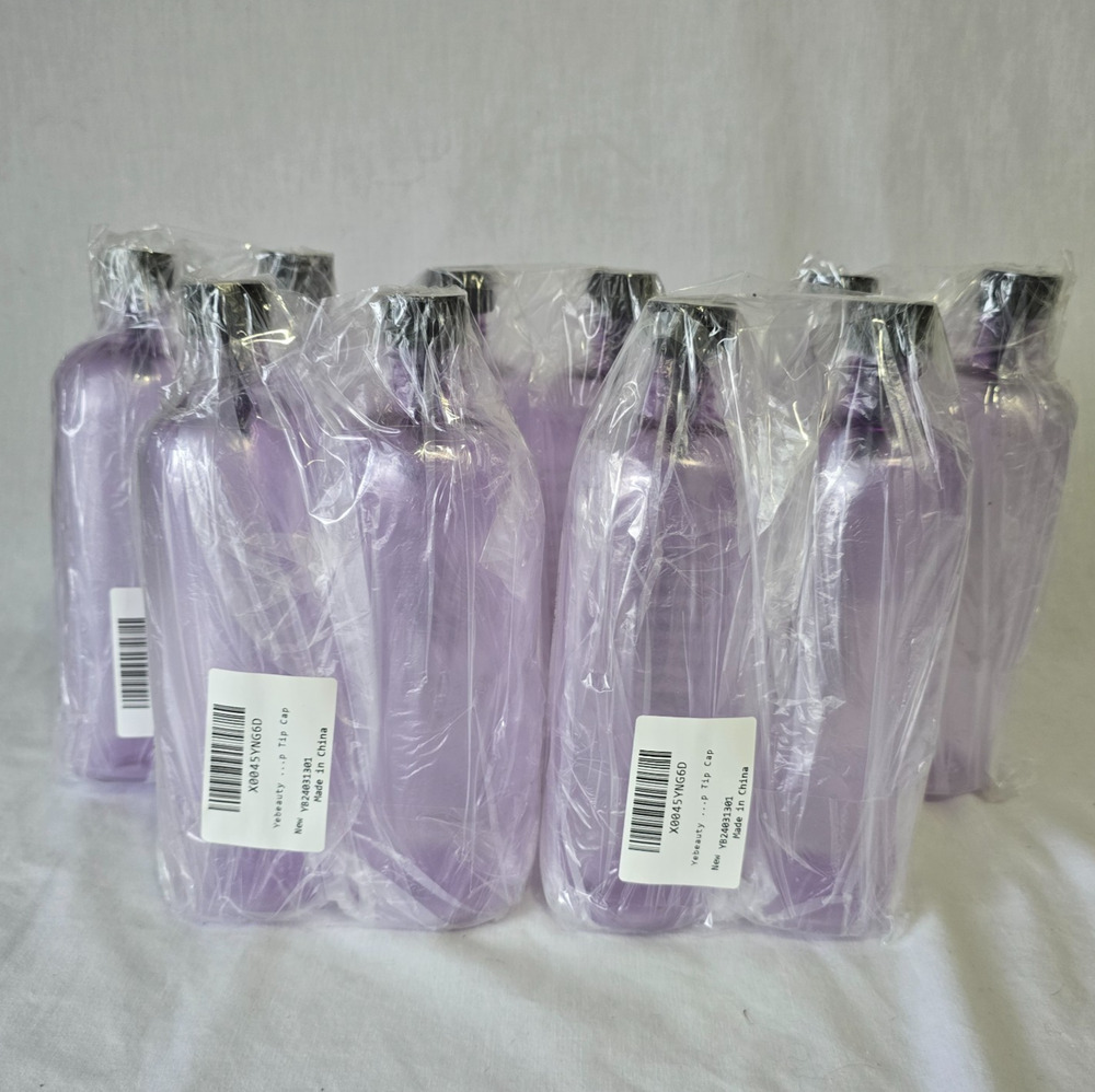 Yebeauty Hair Color Bottle 16.9 oz Clear Purple Twist On Top Tip Cap 10ct New